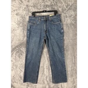 Orvis Mens Blue Denim Straight Leg Jeans Medium Wash Five Pocket Size 34x29